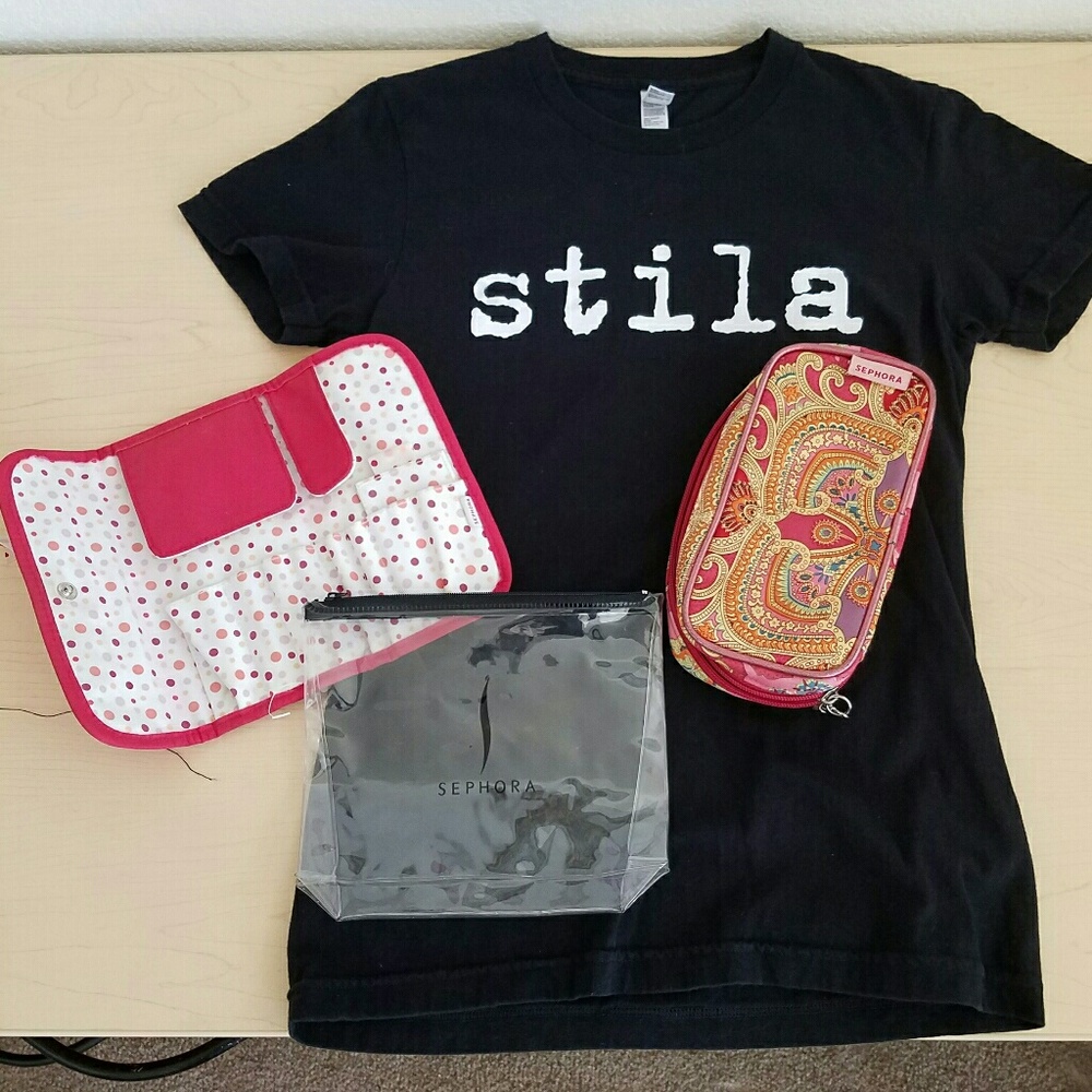 Sephora Bundle Stila Tee Brush & Makeup Bags
